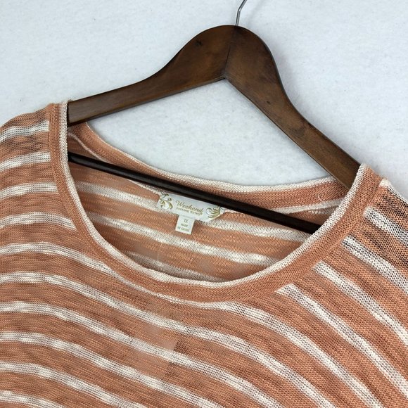 Weekend Suzanne Betro NWT Women's Plus Size 1X Coral White Ruffle Sleeve Tunic - Picture 2 of 10